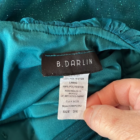 Strapless Sparkly Teal Homecoming Dress - Picture 10 of 10